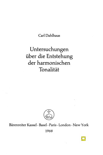 Untersuchungen über die Entstehung der harmonischen Tonalität