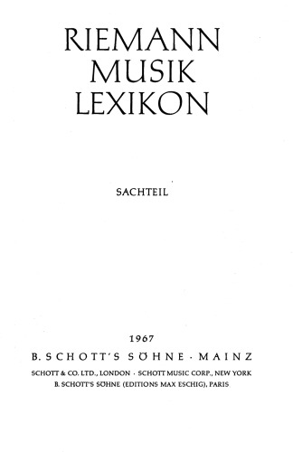 Riemann Musiklexikon Sachteil