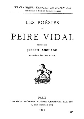 Les poésies de Peire Vidal