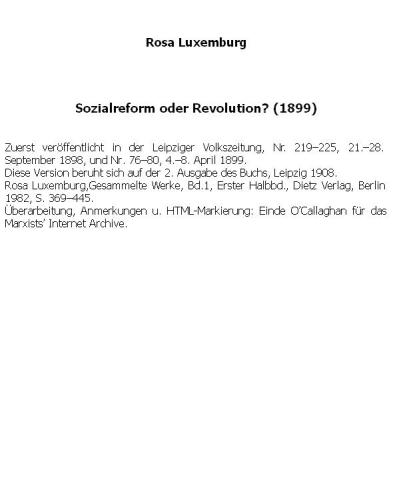 Sozialreform oder Revolution