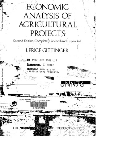 Economic analysis of agricultural projects