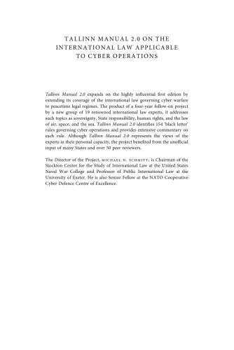 Tallinn Manual 2.0 on the International Law Applicable to Cyber Operations