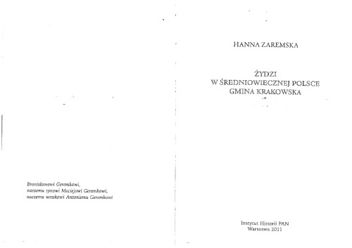 Żydzi w średniowiecznej Polsce. Gmina krakowska