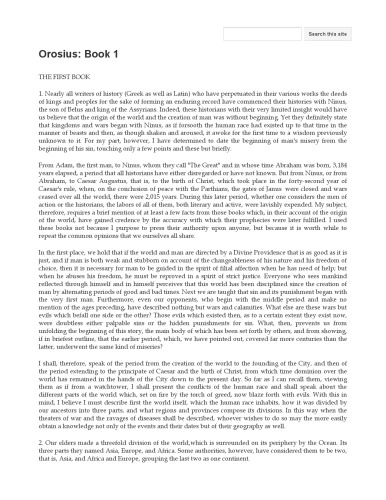 Orosius Seven books of history against the pagans 1