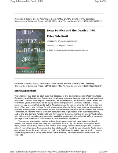 Deep Politics and the Death of JFK