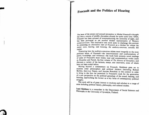 Foucault and the politics of hearing