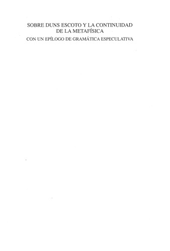 Sobre Duns Scoto y la Continuidad de la Metafísica