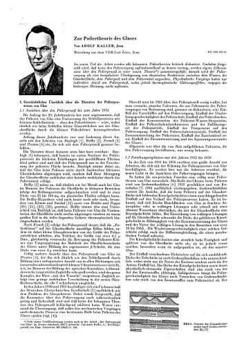 Zur Poliertheorie des Glases