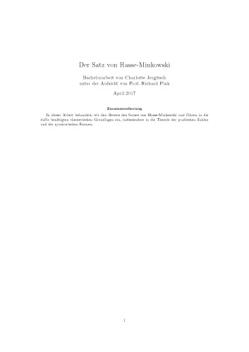 Der Satz von Hasse-Minkowski [thesis]