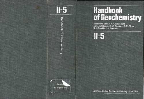 Handbook of Geochemistry, Vol. II/5, Elements La(57) to U(92)