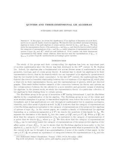 Quivers and three-dimensional Lie algebras