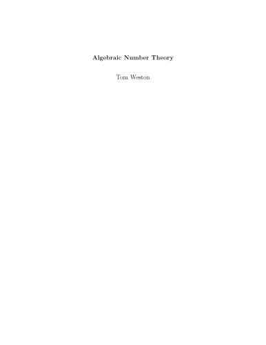 Algebraic Number Theory [Lecture notes]