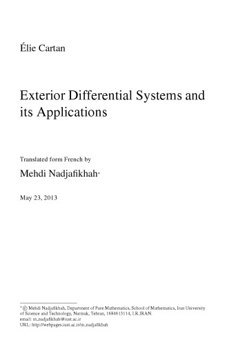 Exterior Differential Systems and its Applications