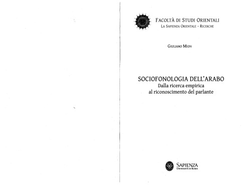 Sociofonologia dell’arabo. Dalla ricerca empirica al riconoscimento del parlante