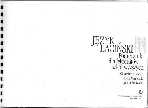 Język Łaciński. Podręcznik dla lektoratów szkół wyższych (Jezyk Lacinski. Podrecznik dla lektoratow szkol wyzszych)