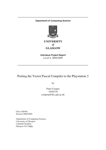 Porting the Vector Pascal Compiler to the Playstation 2