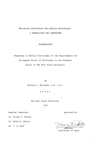 The musica enchiriadis and scholia enchiriadis: a translation and commentary [thesis]