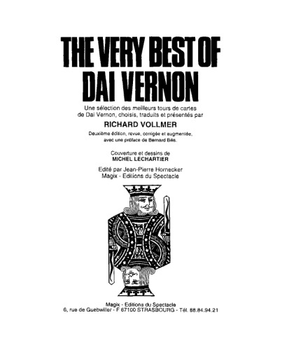 The very best of Dai Vernon : une sélection des meilleurs tours de cartes de Dai Vernon