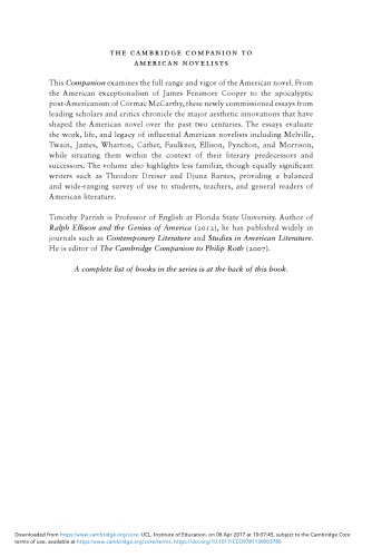 The Cambridge Companion to American Novelists