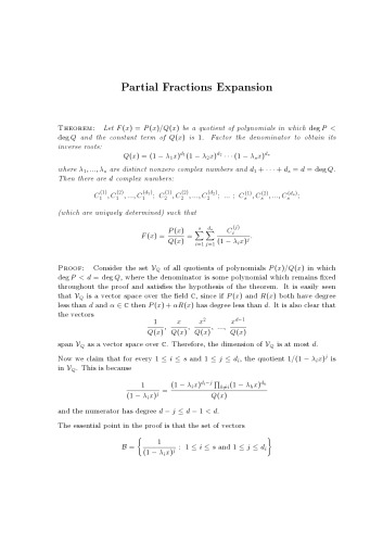 Partial Fractions Expansion [expository notes]