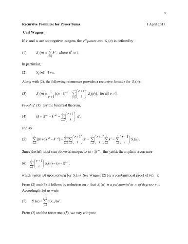 Recursive Formulae for Power Sums [expository notes]