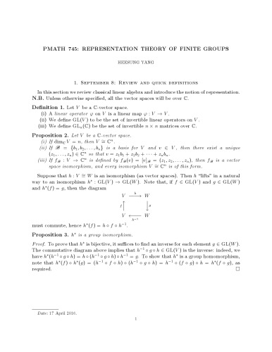 PMATH 745: Representation theory of finite groups [Lecture notes]