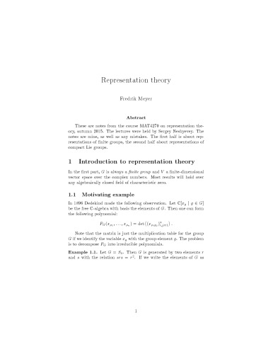 Representation theory [Lecture notes]