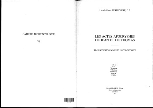 Les Actes apocryphes de Jean et de Thomas