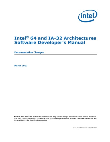 Intel® 64 and IA-32 Architectures Software Developer’s Manual: Documentation Changes