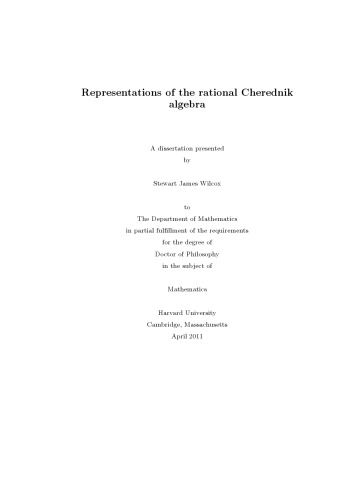 Representations of the rational Cherednik algebra [PhD thesis]