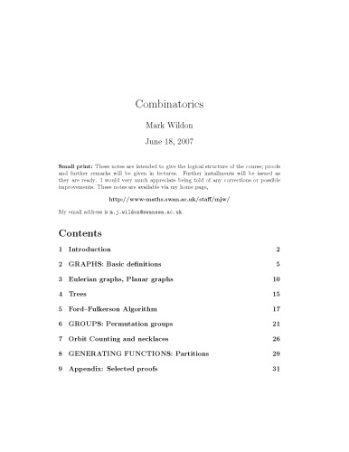 Combinatorics [Lecture notes]