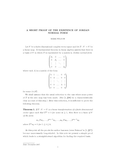 A short proof of the existence of Jordan normal form [expository notes]