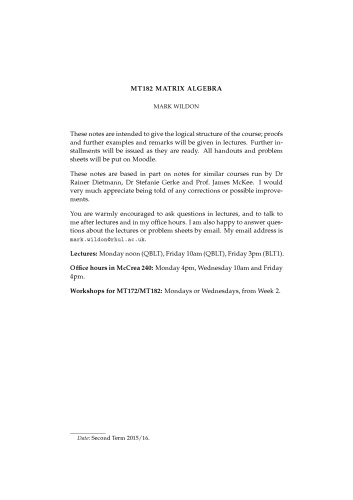 Matrix Algebra [Lecture notes]