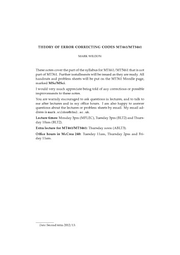 Error Correcting Codes: Extra material [Lecture notes]