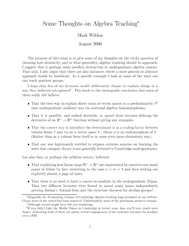 Some thoughts on algebra teaching [expository notes]