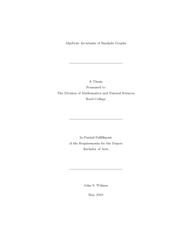 Algebraic Invariants of Sandpile Graphs [thesis]