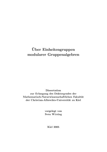 Über Einheitengruppen modularer Gruppenalgebren [PhD thesis]