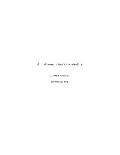 A mathematician’s vocabulary [Lecture notes]