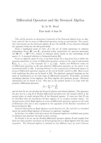 Differential Operators and the Steenrod Algebra