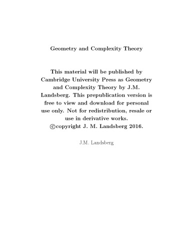 Geometry and Complexity Theory [draft]