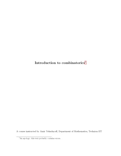 Introduction to Combinatorics [Lecture notes]