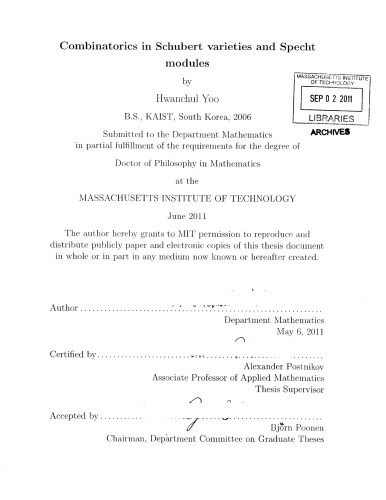 Combinatorics in Schubert varieties and Specht modules [PhD thesis]