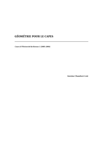 Géométrie pour le CAPES [Lecture notes]