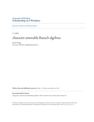 Character amenable Banach algebras [thesis]
