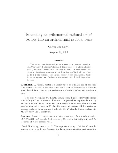 Extending an orthonormal rational set of vectors into an orthonormal rational basis