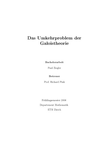 Das Umkehrproblem der Galoistheorie [thesis]