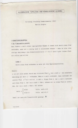 Algebraische Topologie und Homologische Algebra [Lecture notes]