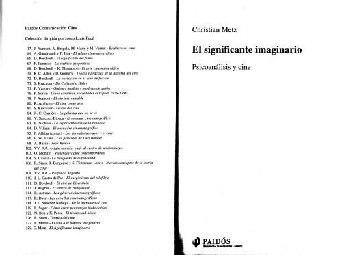 El significante imaginario: psicoanálisis y cine