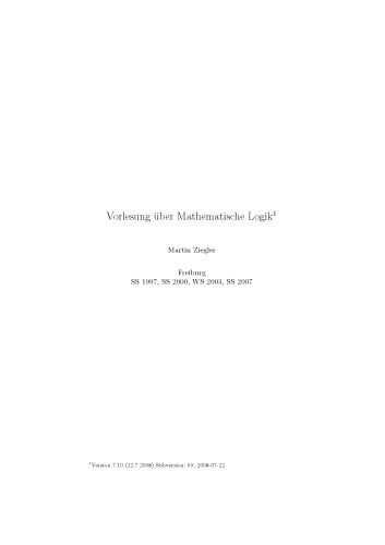 Vorlesung über Mathematische Logik [Lecture notes]