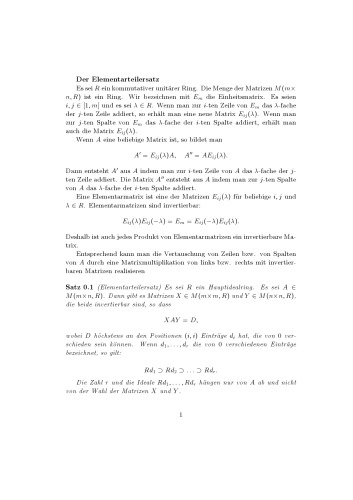 Der Elementarteilersatz [expository notes]